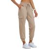 MoFiz Women’s Outdoor Cargo Pants Lightweight Joggers Elastic Waist Athletic Hiking Sweatpants Casual Travel Pant with Pocket(Khaki)