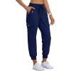 MoFiz Women’s Outdoor Cargo Pants Lightweight Joggers Elastic Waist Athletic Hiking Sweatpants Casual Travel Pant with Pocket(Navy)