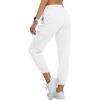 MoFiz Women’s Outdoor Cargo Pants Lightweight Joggers Elastic Waist Athletic Hiking Sweatpants Casual Travel Pant with Pocket(White)
