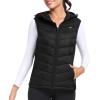 MoFiz Womens Puffer Softshell Vest Hooded Lightweight Insulated Hybrid Down Jacket Full Zip Running Vest(Black)