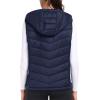 MoFiz Womens Puffer Softshell Vest Hooded Lightweight Insulated Hybrid Down Jacket Full Zip Running Vest(Navy)