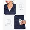 MoFiz Womens Puffer Softshell Vest Hooded Lightweight Insulated Hybrid Down Jacket Full Zip Running Vest(Navy)