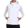 MoFiz Womens Puffer Softshell Vest Hooded Lightweight Insulated Hybrid Down Jacket Full Zip Running Vest(White)