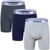 AIRIKE Boxer Briefs Men Pack Long Leg Soft Black Underwear Big Size and Tall Underpants(3 Colors2 Pack)