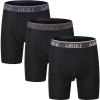AIRIKE Boxer Briefs Men Pack Long Leg Soft Black Underwear Big Size and Tall Underpants(Black 3 Pack)