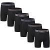 AIRIKE Boxer Briefs Men Pack Long Leg Soft Black Underwear Big Size and Tall Underpants(Black 6 Pack)