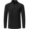 JINSHI Mens Long Sleeve Quarter Zip Pullover Stand Collar Active Golf Polo Shirt 1/4 Zipper Fleece Lining Workout Top(A-black)