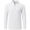 JINSHI Mens Long Sleeve Quarter Zip Pullover Stand Collar Active Golf Polo Shirt 1/4 Zipper Fleece Lining Workout Top(A-white)