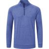 JINSHI Mens Long Sleeve Quarter Zip Pullover Stand Collar Active Golf Polo Shirt 1/4 Zipper Fleece Lining Workout Top(Blue)