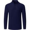 JINSHI Mens Long Sleeve Quarter Zip Pullover Stand Collar Active Golf Polo Shirt 1/4 Zipper Fleece Lining Workout Top(Navy)
