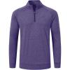 JINSHI Mens Long Sleeve Quarter Zip Pullover Stand Collar Active Golf Polo Shirt 1/4 Zipper Fleece Lining Workout Top(Purple)