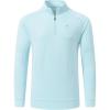 JINSHI Mens Long Sleeve Quarter Zip Pullover Stand Collar Active Golf Polo Shirt 1/4 Zipper Fleece Lining Workout Top(Sky Blue)