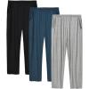 JINSHI Mens Pajama Pants Soft Modal Pajama Bottoms Loose Long Pj Pant Thin Sleepwear Lounge Pants with Pockets 2 Pack(R-black/Lake Blue/Light Grey)