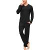 JINSHI Men’s Pajama Sets Sleepwear Nightwear Lightweight Quick Dry Soft 2 Piece Long Sleeve Mens Loungewear Sets with Pocket(A1-black)
