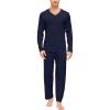 JINSHI Men’s Pajama Sets Sleepwear Nightwear Lightweight Quick Dry Soft 2 Piece Long Sleeve Mens Loungewear Sets with Pocket(A2-navy)