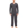 JINSHI Men’s Pajama Sets Sleepwear Nightwear Lightweight Quick Dry Soft 2 Piece Long Sleeve Mens Loungewear Sets with Pocket(A3-dark Grey)