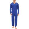 JINSHI Men’s Pajama Sets Sleepwear Nightwear Lightweight Quick Dry Soft 2 Piece Long Sleeve Mens Loungewear Sets with Pocket(A4-deep Blue)