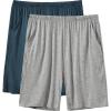 JINSHI Men’s Pajama Shorts Soft Comfortable Lightweight Elastic Drawstring Men Lounge Sleep Shorts with Pockets(Grey/Lake Blue)