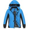 MoFiz Boys Waterproof Skiing Jacket Kids Hooded Fleece Winter Snowboard Jackets Windproof Warm Outerwear with Zip Pockets(Blue and Black)
