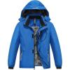 MoFiz Boys Waterproof Skiing Jacket Kids Hooded Fleece Winter Snowboard Jackets Windproof Warm Outerwear with Zip Pockets(Blue-3)
