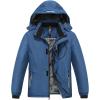 MoFiz Boys Waterproof Skiing Jacket Kids Hooded Fleece Winter Snowboard Jackets Windproof Warm Outerwear with Zip Pockets(Blue-nl)