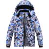 MoFiz Boys Waterproof Skiing Jacket Kids Hooded Fleece Winter Snowboard Jackets Windproof Warm Outerwear with Zip Pockets(Print Purple)