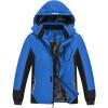 MoFiz Boys Waterproof Skiing Jacket Kids Hooded Fleece Winter Snowboard Jackets Windproof Warm Outerwear with Zip Pockets(Sl-black-blue)