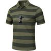 MoFiz Mens Camo Polo Golf Shirts Lightweight Dry Fit Pique Short Sleeve Collared Hiking T-Shirts Dry fit Activewear(Army Green Striped)