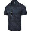 MoFiz Mens Camo Polo Golf Shirts Lightweight Dry Fit Pique Short Sleeve Collared Hiking T-Shirts Dry fit Activewear(Blue Camo)