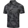 MoFiz Mens Camo Polo Golf Shirts Lightweight Dry Fit Pique Short Sleeve Collared Hiking T-Shirts Dry fit Activewear(Grey Camo)
