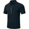 MoFiz Mens Camo Polo Golf Shirts Lightweight Dry Fit Pique Short Sleeve Collared Hiking T-Shirts Dry fit Activewear(Solid – Navy Blue)