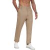 MoFiz Mens Casual Pants Lightweight Linen Summer Beach Lounge Pants(Khaki)