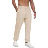 MoFiz Mens Casual Pants Lightweight Linen Summer Beach Lounge Pants(Light Khaki)