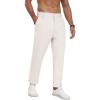 MoFiz Mens Casual Pants Lightweight Linen Summer Beach Lounge Pants(White)