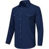 MoFiz Men’s Corduroy Shirts Casual Lightweight Jacket Long Sleeve Button Down Shacket Jackets with Pocket(Navy Blue)