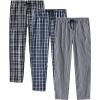 MoFiz Mens Cotton Pajama Pants Lightweight Lounge Sleep Plaid Bottoms with Pockets Drawstring(B-3 Pack)
