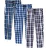 MoFiz Mens Cotton Pajama Pants Lightweight Lounge Sleep Plaid Bottoms with Pockets Drawstring(C-3 Pack)