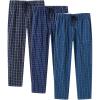 MoFiz Mens Cotton Pajama Pants Lightweight Lounge Sleep Plaid Bottoms with Pockets Drawstring(E-3 Pack)