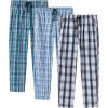 MoFiz Mens Cotton Pajama Pants Lightweight Lounge Sleep Plaid Bottoms with Pockets Drawstring(F-3 Pack)