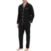 MoFiz Men’s Cotton Pajamas Sets Sleepwear Long Sleeve Button Down Loungewear with Pants Soft Pjs Lounge Set with Pockets(Black)