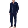 MoFiz Men’s Cotton Pajamas Sets Sleepwear Long Sleeve Button Down Loungewear with Pants Soft Pjs Lounge Set with Pockets(Navy Blue)