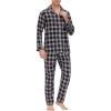 MoFiz Men’s Cotton Pajamas Sets Sleepwear Long Sleeve Button Down Loungewear with Pants Soft Pjs Lounge Set with Pockets(Plaid 55)