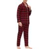 MoFiz Men’s Cotton Pajamas Sets Sleepwear Long Sleeve Button Down Loungewear with Pants Soft Pjs Lounge Set with Pockets(Plaid 58)