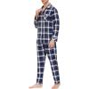 MoFiz Men’s Cotton Pajamas Sets Sleepwear Long Sleeve Button Down Loungewear with Pants Soft Pjs Lounge Set with Pockets(Plaid 59)