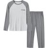 MoFiz Mens Pajama Sets Comfy Long Sleeve Sleepwear Top Solid Pyjama Pants with Pocket 2 Piece Loungewear PJs Sets for Men(Dark Grey)
