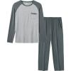 MoFiz Mens Pajama Sets Comfy Long Sleeve Sleepwear Top Solid Pyjama Pants with Pocket 2 Piece Loungewear PJs Sets for Men(Light Grey)