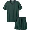 MoFiz Mens Pajamas Set Short Sleeve PJ’s Sleep Lounge Sleepwear Cool Pyjama Summer Sets Comfortable Lightweight(4-brown Green)
