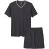 MoFiz Mens Pajamas Set Short Sleeve PJ’s Sleep Lounge Sleepwear Cool Pyjama Summer Sets Comfortable Lightweight(6-dark Grey)