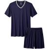 MoFiz Mens Pajamas Set Short Sleeve PJ’s Sleep Lounge Sleepwear Cool Pyjama Summer Sets Comfortable Lightweight(8-navy)