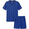 MoFiz Mens Pajamas Set Short Sleeve PJ’s Sleep Lounge Sleepwear Cool Pyjama Summer Sets Comfortable Lightweight(9-medium Blue)